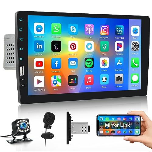 Autoradio 1Din mit 9 Zoll Bildschirm Auto Audio Radio mit Bluetooth Freisprecheinrichtung FM USB Mirror Link Bunte Tastenbeleuchtung Rückfahrkamera von Hikity