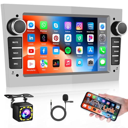 Hikity 1+32GB Android Autoradio 2 Din mit Navi für Opel Astra Corsa Antara, 7 Zoll Touchscreen Radio mit WiFi Bluetooth Freisprecheinrichtung FM RDS Mirror Link SWC USB Rückfahrkamera Dashcam von Hikity