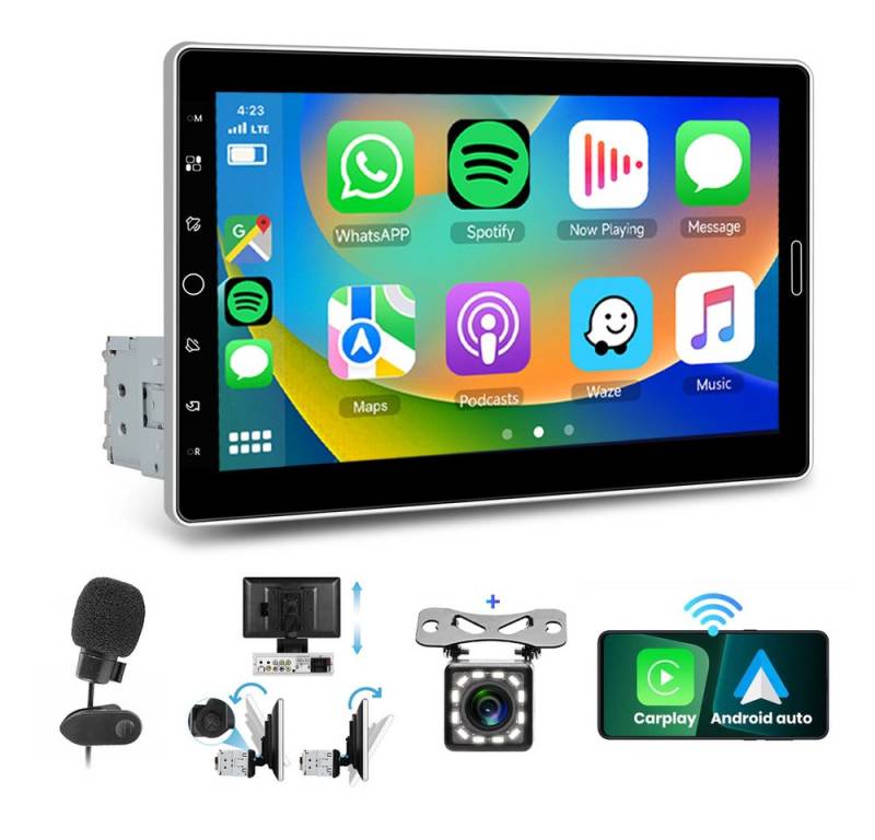 Hikity 1 DIN 10.1" HD Touchscreen Monitor Universal Auto MP5 Player Autoradio (1801 W, Unterstützung für YouTube-Bildschirmspiegelung) von Hikity