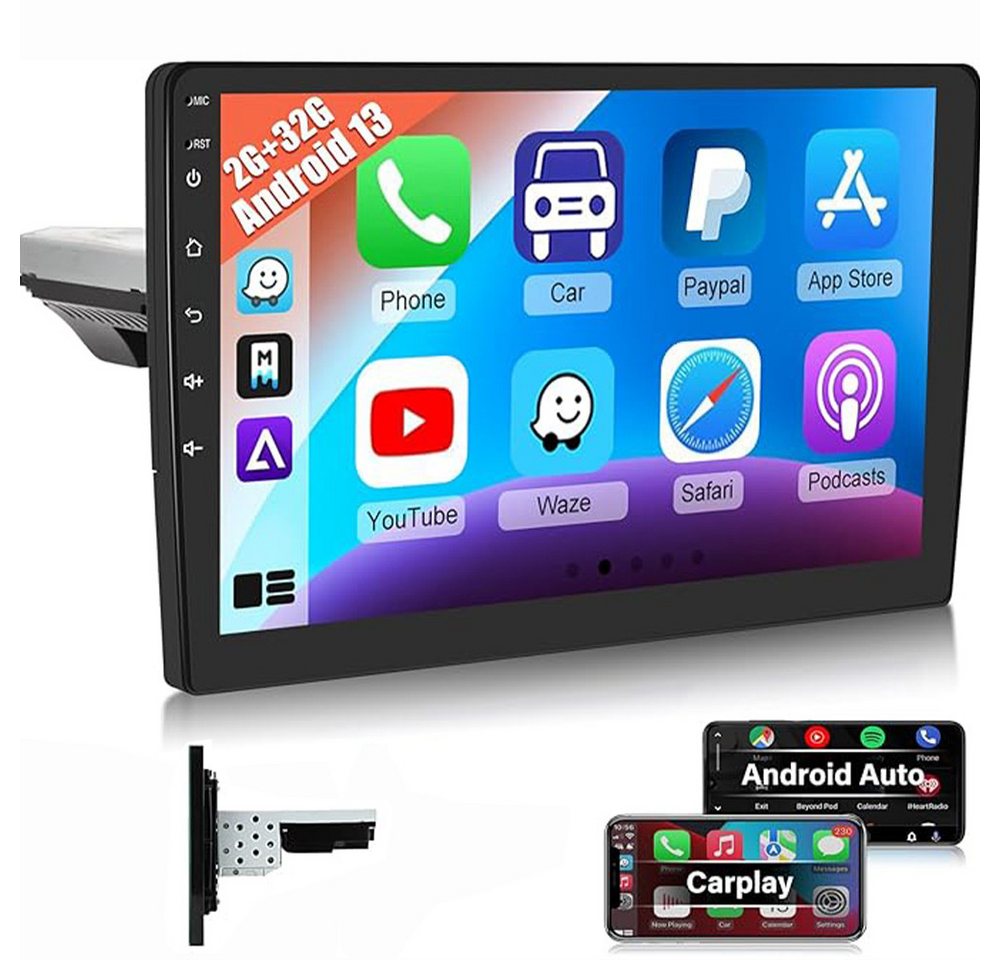 Hikity 1 Din 10.1 Android mit Apple Carplay und Bluetooth WiFi GPS 2+32G Autoradio (FM Radio, Steuerfunktionen am Lenkrad)" von Hikity