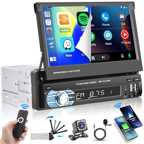 Hikity 1 Din Autoradio 7 Zoll HD Manuelle Ausfahrbarem Touch Bildchirm Radio Carplay Android Auto Wireless Type-C TF Card AUX Bluetooth mit FM 2USB Fast Charging AUX SWC Mirror Link Mic Hikity 1 Din Autoradio 7 Zoll HD Manuelle Ausfahrbarem Touch Bildchirm Radio Carplay Android Auto Wireless Type-C TF Card AUX Bluetooth mit FM 2USB Fast Charging AUX SWC Mirror Link Mic von Hikity