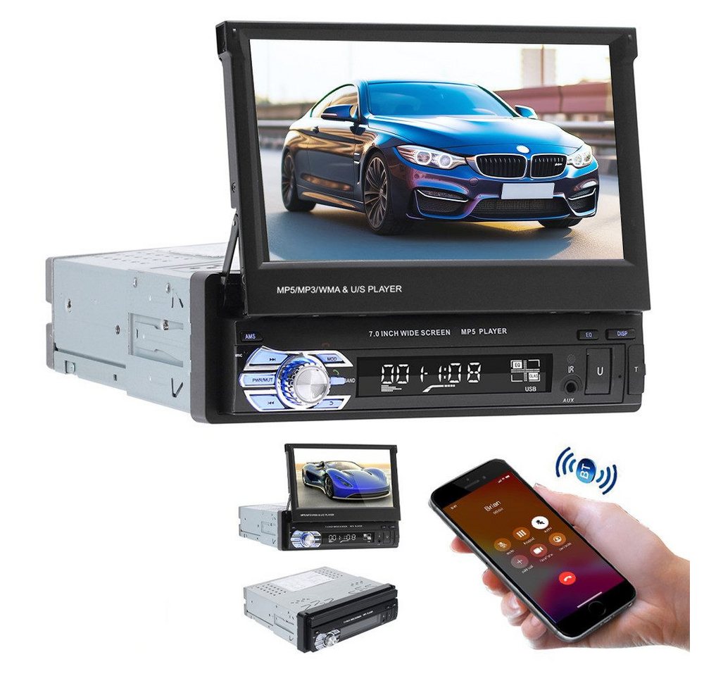Hikity Autoradio 1 Din 7 Zoll HD Einziehbarer Bildschirm mit USB FM Bluetooth Autoradio Hikity Autoradio 1 Din 7 Zoll HD Einziehbarer Bildschirm mit USB FM Bluetooth Autoradio von Hikity