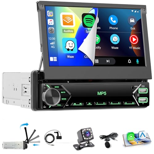 Hikity 1 Din DAB Autoradio mit 7” IPS Manuell Einziehbarer Touchscreen Wireless Carplay Andriod Auto FM Radio mit 2USB Type-C AUX IN MIC TF Card EQ SWC Bluetooth Autoradio Rückfahrkamera Mirror Link Hikity 1 Din DAB Autoradio mit 7” IPS Manuell Einziehbarer Touchscreen Wireless Carplay Andriod Auto FM Radio mit 2USB Type-C AUX IN MIC TF Card EQ SWC Bluetooth Autoradio Rückfahrkamera Mirror Link von Hikity