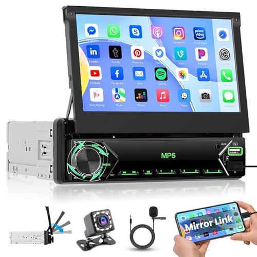 Hikity 1 Din Vedio Sharing Autoradio mit 7” IPS Manuell Einziehbarer Touchscreen Wired Mirror Link FM Radio mit 2USB Type-C AUX IN MIC EQ SWC Bluetooth Autoradio Hikity 1 Din Vedio Sharing Autoradio mit 7” IPS Manuell Einziehbarer Touchscreen Wired Mirror Link FM Radio mit 2USB Type-C AUX IN MIC EQ SWC Bluetooth Autoradio von Hikity
