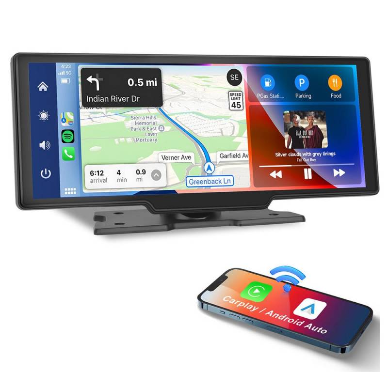 Hikity 10,26 IPS-Touchscreen Digitaler Medienempfänger Wireless Carplay/Auto Navigationsgerät (Bluetooth/Airplay/Spiegelverbindung/SD/TF)" von Hikity