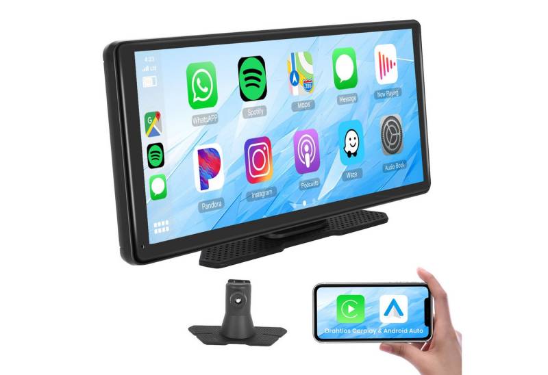 Hikity 10,36-Zoll-Touchscreen Carplay Tragbarer Smart Player GPS-System Navigationsgerät (weltweit, Bluetooth, TF-Karte, Sprachsteuerung) von Hikity