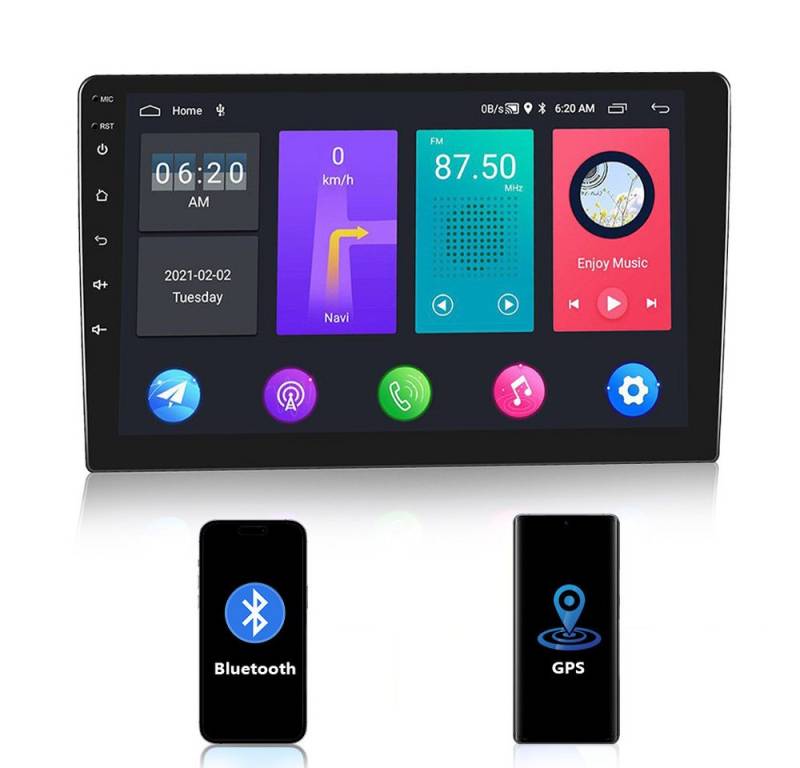 Hikity 10.1 Zoll 2 DIN Android Touchscreen Mit GPS Navigation Bluetooth Autoradio (Wifi FM Radio) von Hikity