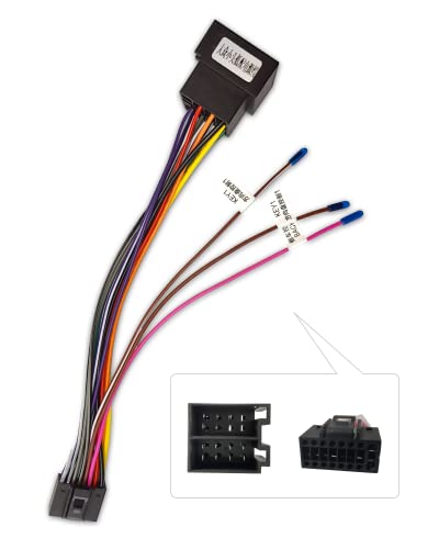 Hikity 16 Pin ISO Adapter Kabelbaum für Autoradio Android Universal ISO Standard Auto Stecker Radio Adapter Stecker mit Lenkrad von Hikity