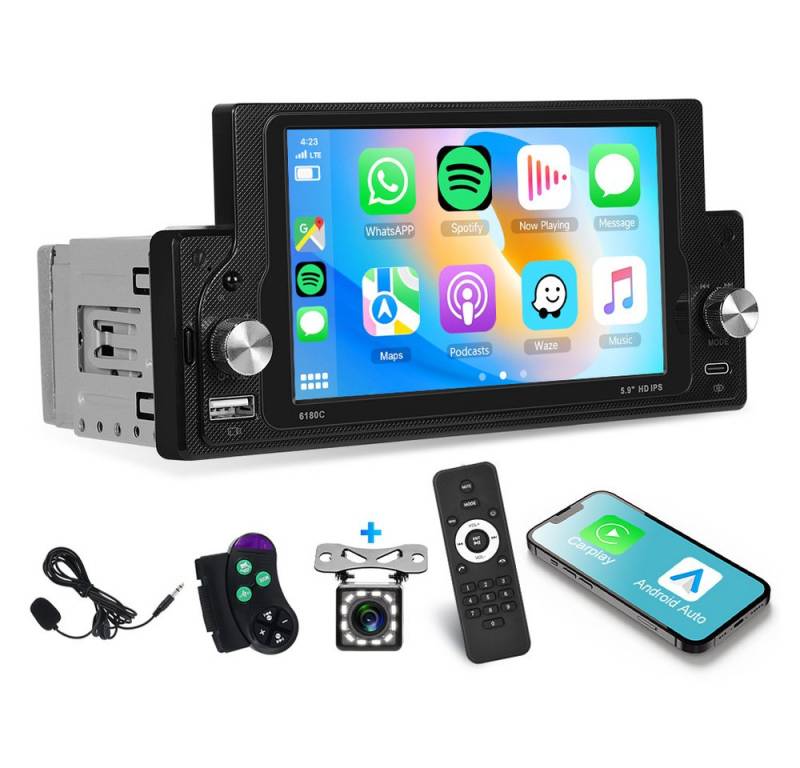 Hikity 1DIN 5.9“ HD Auto mp5 Player mit GPS Rückfahrkamera Autoradio von Hikity