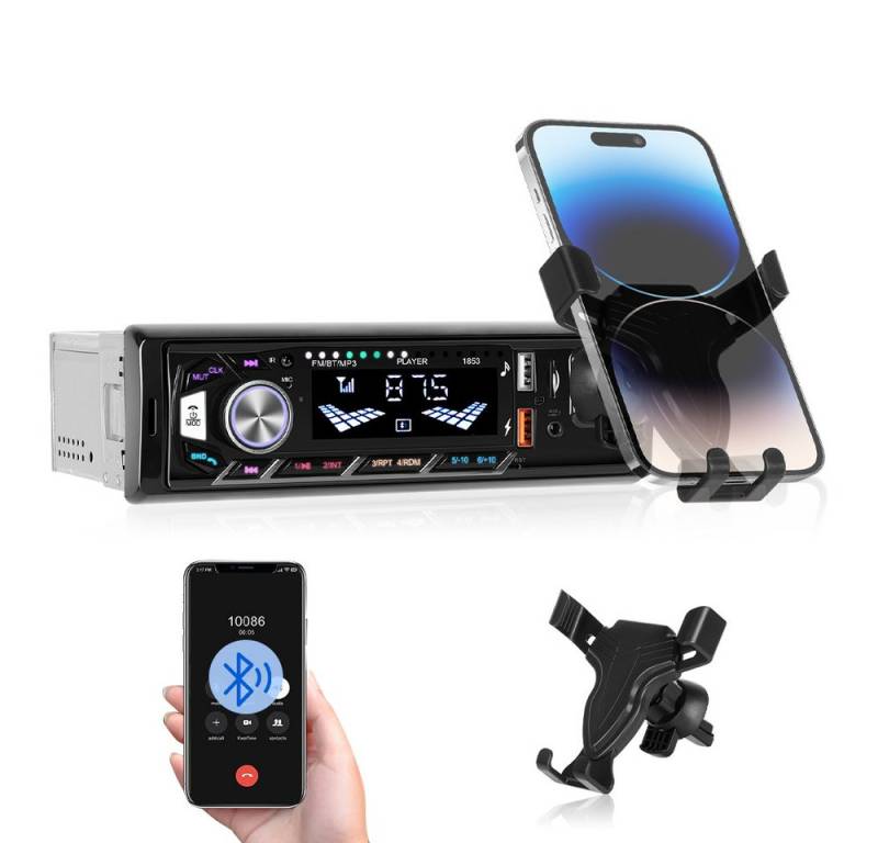 Hikity 1DIN Autoradios Stereo Digital Bluetooth Audio Musik Stereo MP3-Player (Bluetooth, Mit Mobiltelefonhalterung) von Hikity