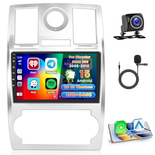 Hikity 2+64G Android Autoradio Für Chrysler 300C 300 2005-2009 mit Wireless Carplay Android Auto, 9 Zoll Touchscreen GPS Navigation Radio mit Mirror Link WiFi Bluetooth FM RDS EQ SWC Rückfahrkamera von Hikity