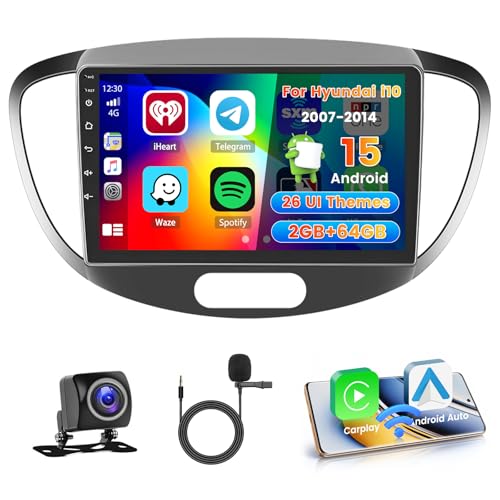 Hikity 2+64G Autoradio Navi Für Hyundai i10 2007-2013 mit Wireless Carplay Android Auto Mirror Link, 9 Zoll Touchscreen Android 13 Radio Bluetooth mit GPS WiFi EQ FM RDS SWC MIC Rückfahrkamera Hikity 2+64G Autoradio Navi Für Hyundai i10 2007-2013 mit Wireless Carplay Android Auto Mirror Link, 9 Zoll Touchscreen Android 13 Radio Bluetooth mit GPS WiFi EQ FM RDS SWC MIC Rückfahrkamera von Hikity