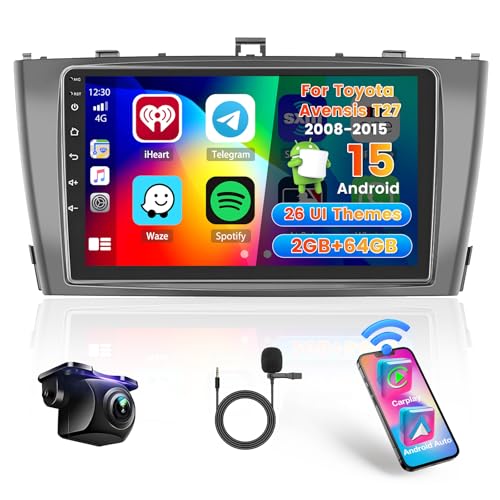 Hikity 2+64G Autoradio Navi Für Toyota Avensis T27 2008-2015 mit Wireless Carplay Android Auto Mirror Link, 9 Zoll Touchscreen Radio Android 13 mit WiFi GPS Bluetooth FM RDS EQ SWC Rückfahrkamera Hikity 2+64G Autoradio Navi Für Toyota Avensis T27 2008-2015 mit Wireless Carplay Android Auto Mirror Link, 9 Zoll Touchscreen Radio Android 13 mit WiFi GPS Bluetooth FM RDS EQ SWC Rückfahrkamera von Hikity
