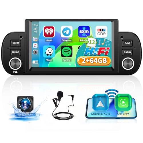 Hikity 2+64GB Android 13 Autoradio für 2013-2020 FIAT Panda Radio Wireless Apple Carplay Android Auto Navi Bluetooth HiFi WiFi FM RDS USB SWC Mic Rückfahrkamera von Hikity