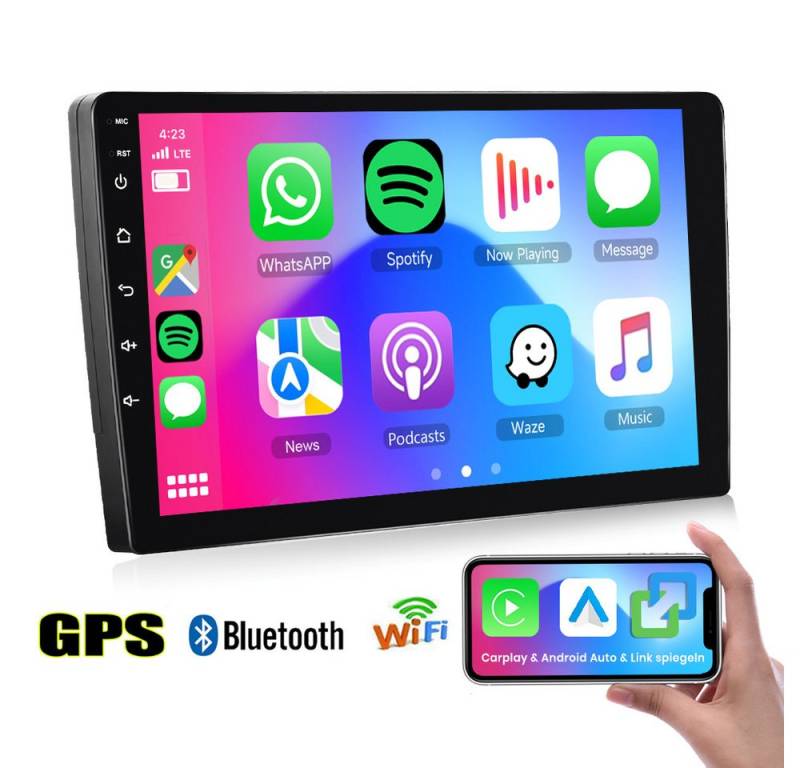 Hikity 2 Din Android 13.0 9'' Auto-Spieler HD 1080P Autoradio (GPS, FM, Mirro link, WIFI, Carplay&Android auto) von Hikity