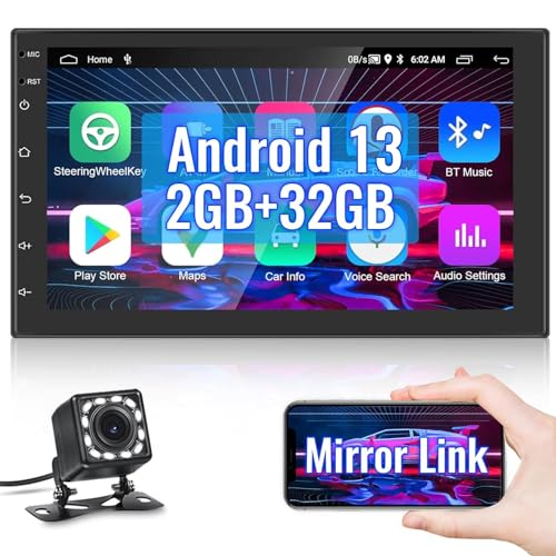 Hikity 2G 32G Android 13 Autoradio mit Navi Doppel Din Universal 7 Zoll Auto-Dashboard-Display Auto Radio 2din RDS mit Bluetooth-Freisprecheinrichtung GPS WiFi Mirror Link FM USB Rückfahrkamera von Hikity
