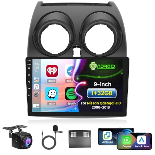 [2G+64G] Hikity Android 13 Autoradio Für Nissan Qashqai J10 2006-2016 mit Wireless Carplay Android Auto 9 Zoll Bildschirm Autoradio mit GPS WiFi Bluetooth FM RDS HI-FI Rückfahrkamera von Hikity
