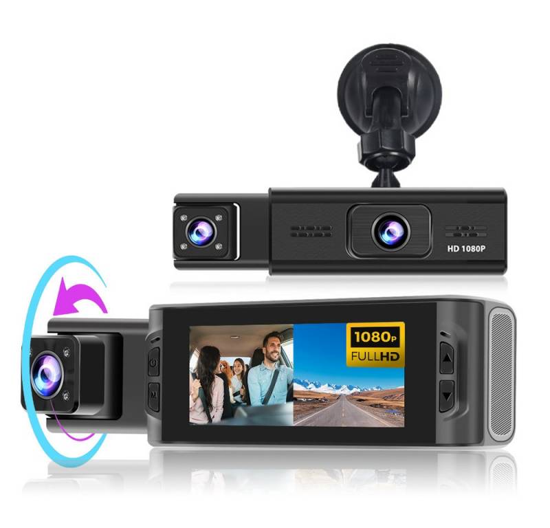 Hikity 3.16'' 1080P Auto Dreifach Objektiv Wifi Auto Recorder Dashcam (V09 Heckzug + Schwerkraftsensor) von Hikity