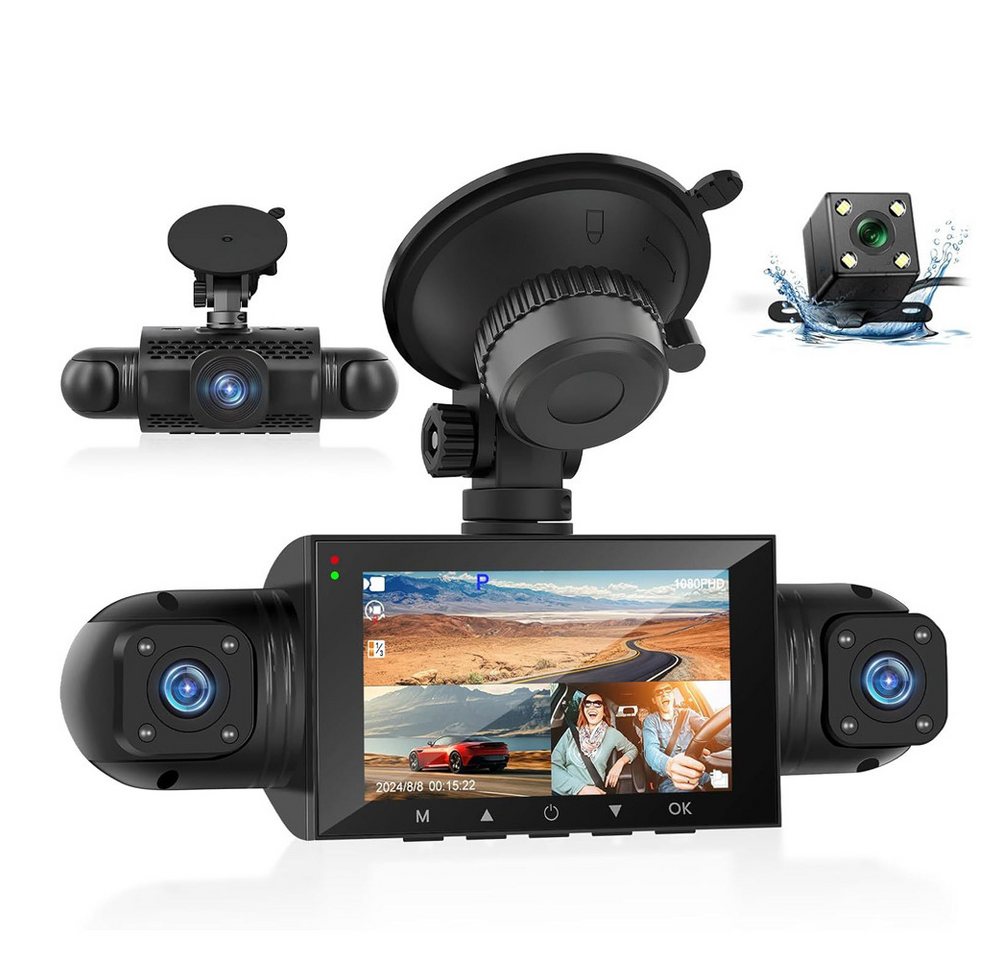 Hikity 360° Dashcam 1080P 3 Zoll 4K Aufnahme G-Sensor Bewegungserkennung Dashcam (vier Kameras, Schwerkraftabtastung, Parküberwachung) von Hikity