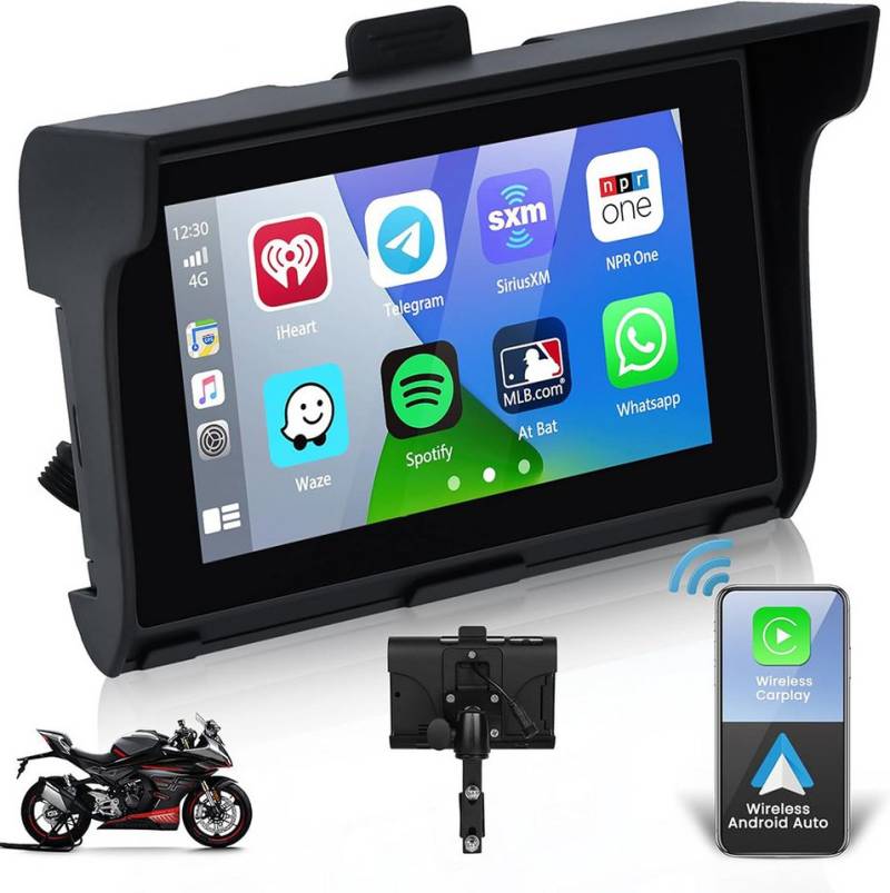 Hikity 5 Zoll Scree Carplay Tragbarer Smart Player Navigation Navigationsgerät (Apple CarPlay, Android Auto, Bildschirm-Spiegelung, Touchscreen, IP65 Wasserdicht TF USB Bluetooth) von Hikity