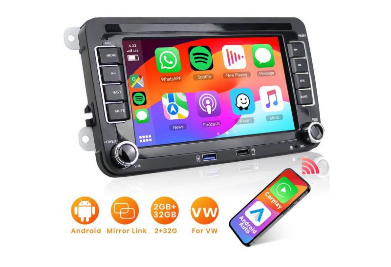 Hikity 7 Zoll Android Carplay Autoradio für VW Golf 5/6 Passat B6 Navi Autoradio (Digitalradio (DAB), GPS-Navigation Bluetooth) von Hikity