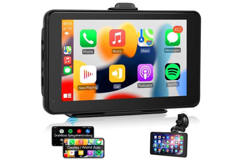 Hikity 7-Zoll-Bildschirm GPS Carplay MP5 Tragbarer Smart Player Navigationsgerät (weltweit, GPS, Mirror link) von Hikity