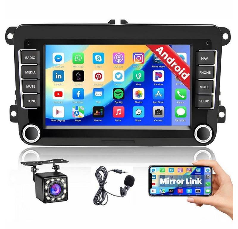 Hikity 7 Zoll Touch Display 2Din FOR VW Golf 5 6 mit GPS Mikrofone Kamera Autoradio (Navigationssystem, WiFi FM/RDS/USB) von Hikity