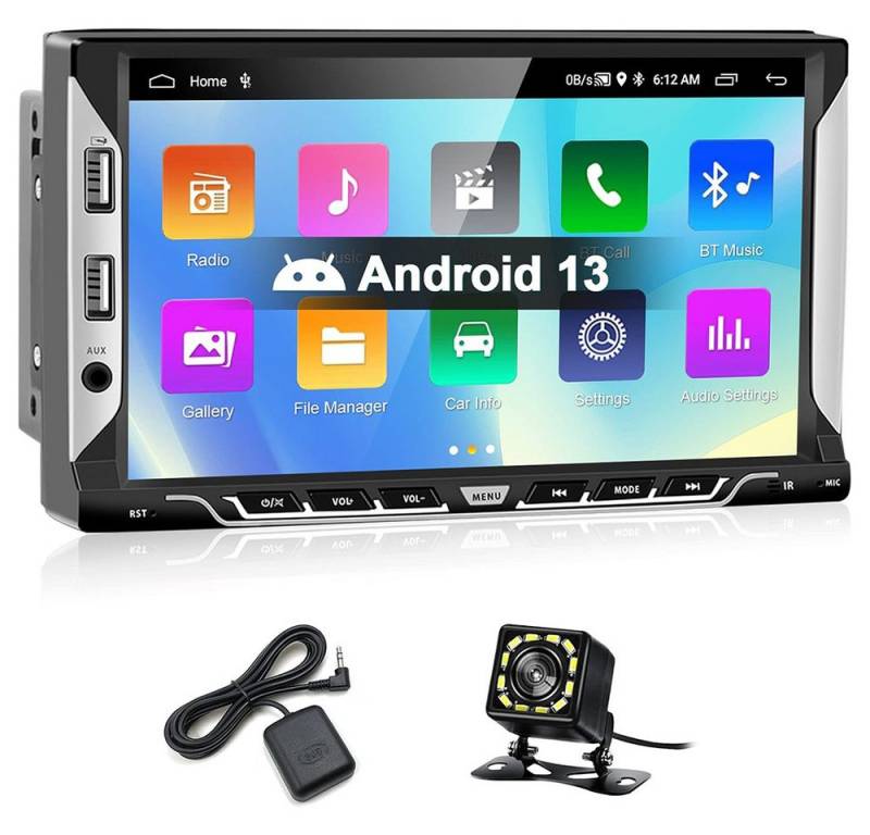 Hikity 7 Zoll-Touchscreen 2 DIN Android Stereo mit GPS Mirror Link Kamera Autoradio (Steuerung über das Lenkrad, WiFi FM/RDS) von Hikity