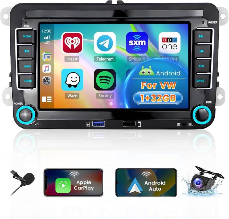 Hikity 7-Zoll-Touchscreen-2-DIN-GPS-Navigation mit Wireless Carplay/Android Autoradio (Digitalradio (DAB) von Hikity