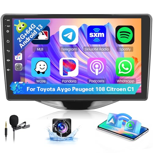 Hikity 8 Cores 2G+64G Android 13 Autoradio Für Toyota Aygo Peugeot 108 Citroen C1 Wireless Carplay Android Auto, 9 Zoll Auto Radio mit GPS Navi Bluetooth WiFi DSP 32EQ FM RDS SWC Rückfahrkamera Hikity 8 Cores 2G+64G Android 13 Autoradio Für Toyota Aygo Peugeot 108 Citroen C1 Wireless Carplay Android Auto, 9 Zoll Auto Radio mit GPS Navi Bluetooth WiFi DSP 32EQ FM RDS SWC Rückfahrkamera von Hikity