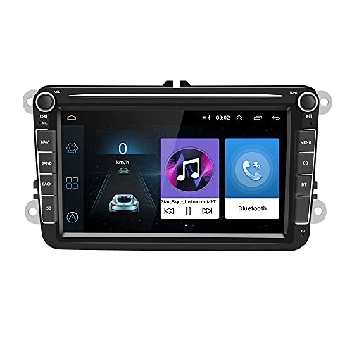 Hikity 8 Zoll RDS Android Autoradio mit Navi für VW Golf5 Touran Jetta Polo Seat 2Din Autoradio mit Bildschirm Bluetooth Freisprecheinrichtung Rückfahrkamera Unterstützt FM USB SWC WiFi Mirror Link von Hikity