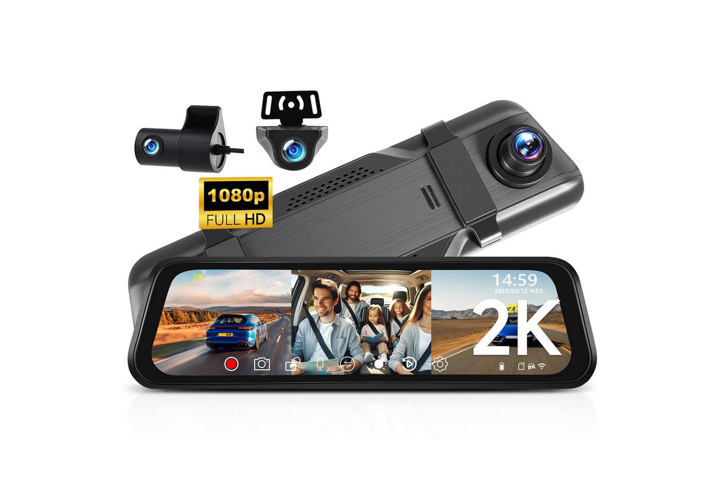 Hikity 9,66 Zoll 2K Triple-Lens Auto-DVR mit WiFi Dashcam & G-Sensor Dashcam Hikity 9,66 Zoll 2K Triple-Lens Auto-DVR mit WiFi Dashcam & G-Sensor Dashcam von Hikity
