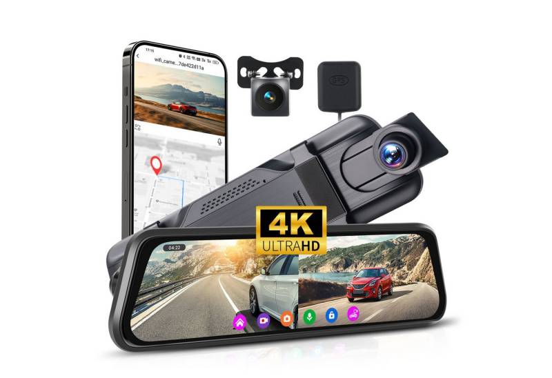 Hikity 9,66 Zoll 4K Auto-DVR Dashcam mit Dual-Lens WIFI GPS & ADAS Dashcam (64G-Karte(optional), Rückfahrhilfe, Schleifenaufzeichnung) von Hikity