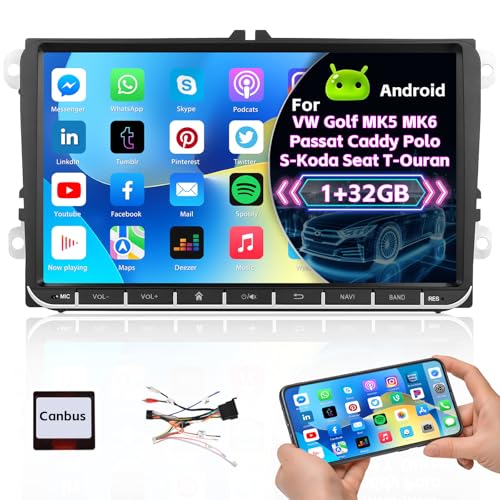 Hikity 9 Zoll Autoradio Android13 2Din für VW Golf 5 Golf 6 Polo Seat Passat Skoda Touran Tiguan 1G 32G Auto Radio mit Navi WiFi Bluetooth Mirror Link FM 2USB + MIC + Rückfahrkamera Hikity 9 Zoll Autoradio Android13 2Din für VW Golf 5 Golf 6 Polo Seat Passat Skoda Touran Tiguan 1G 32G Auto Radio mit Navi WiFi Bluetooth Mirror Link FM 2USB + MIC + Rückfahrkamera von Hikity