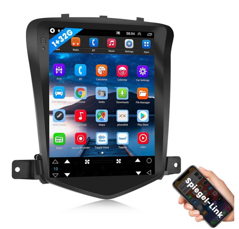 Hikity Android Autoradio Navi für Chevrolet Cruze J300 2009–2014, Bluetooth Autoradio (Duale Systembildverbindung wifi gps) von Hikity