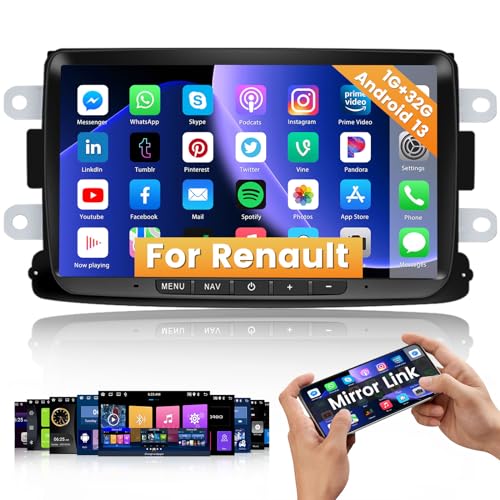 Hikity Android 13 Autoradio 2 Din mit Navi für Renault Dacia Logan Duster Sandero Lodgy Capture Symbol Lada Xray 8 Zoll Auto Radio mit Bluetooth-Freisprecheinrichtung Mirror Link FM Rückfahrkamera von Hikity