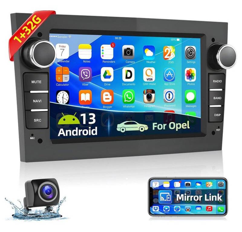 PODOFO Android 13 Autoradio Opel Astra Corsa Vectra 7'' Bluetooth WiFi Navi Autoradio (Digitalradio (DAB) von PODOFO