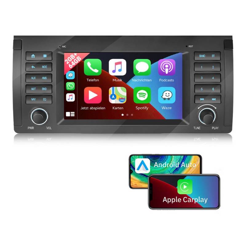Hikity Android 15 Auto-Radio 7" Touchscreen GPS Bluetooth FM für BMW E39 Autoradio von Hikity