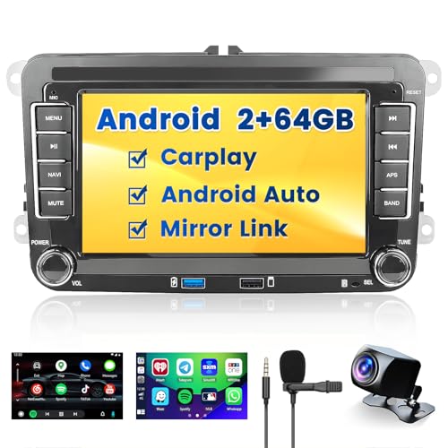 Hikity Android 15 Autoradio mit Navi für VW T5 Golf 5 6 Polo Sharan Seat Passat Tiguän, 2 din Radio 7" IPS Bildschirm 2G+64G mit CarPlay Android Auto Bluetooth FM RDS Kamera Hikity Android 15 Autoradio mit Navi für VW T5 Golf 5 6 Polo Sharan Seat Passat Tiguän, 2 din Radio 7" IPS Bildschirm 2G+64G mit CarPlay Android Auto Bluetooth FM RDS Kamera von Hikity