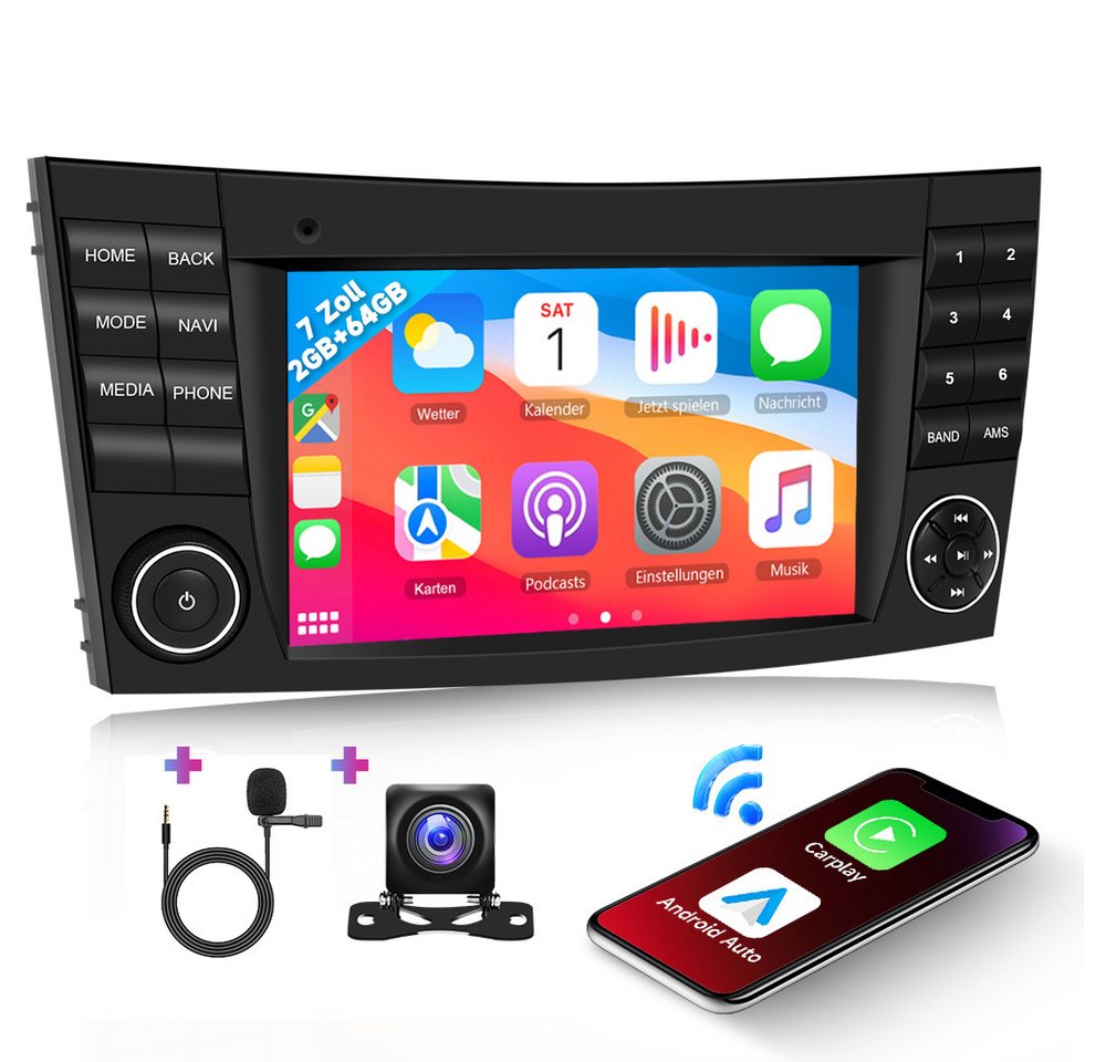 Hikity Android 15 für Mercedes W211 7 Zoll Autoradio mit GPS Bluetooth Autoradio (Digitalradio (DAB), 2+64GB) von Hikity