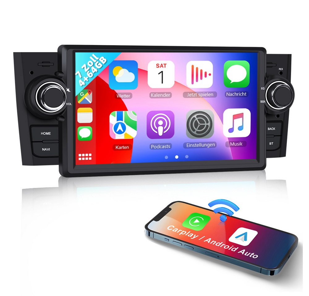Hikity Android 15.0 Autoradio 7“ Bluetooth für Fiat Punto 05-09/Linea 07-11 Autoradio (Digitalradio (DAB), GPS) von Hikity