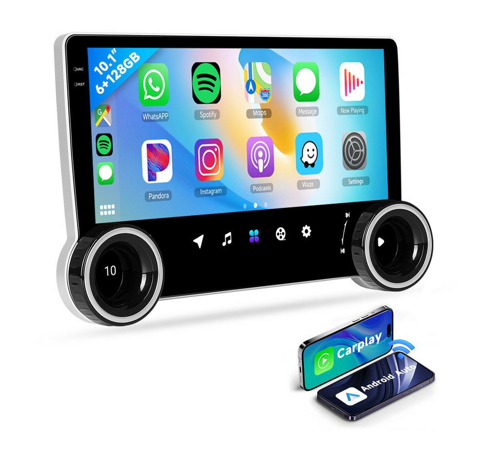 Hikity Android 2-DIN 10.1'' Touchscreen GPS Wireless Carplay/Android Auto Autoradio Hikity Android 2-DIN 10.1'' Touchscreen GPS Wireless Carplay/Android Auto Autoradio von Hikity