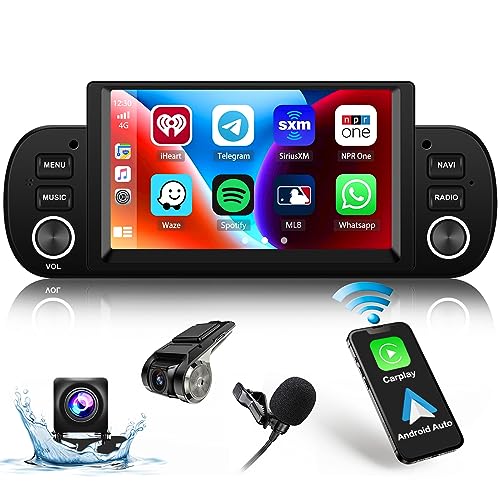 Hikity Android Autoradio für FIAT Panda 2013-2020 mit Wireless Carplay Android Auto, 6,2" Touchscreen Autoradio mit Navi Bildschirm BT FM RDS WiFi SWC USB MIC Dashcam Rückfahrkamera für FIAT Panda von Hikity