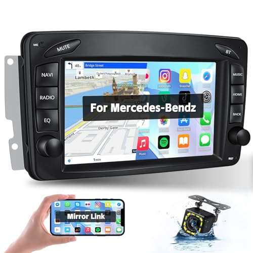 Hikity Android Autoradio für Mercedes-Benz CLK C208 W208 W209 E-W210 Clase C W203 Viano W639 SLK W170 7" Autoradio Bluetooth mit Navi SWC USB FM RDS Mirror Link RCA Canbus+Rückfahrkamera von Hikity