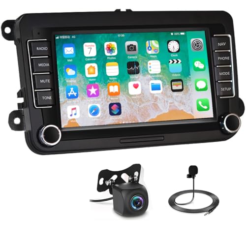 Hikity Android Autoradio mit Navi VW Golf 5 6 Bluetooth Car Radio mit Bildschirm 7 Zoll Touch Display Radio Unterstützung WiFi FM/RDS/USB CANBUS+Rückfahrkamera von Hikity