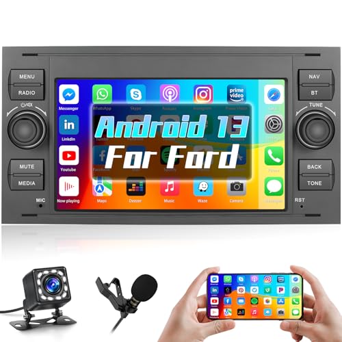 Hikity Android13 Autoradio mit Navi für Ford Fiesta Focus Mondeo Transi C-Max S-Max, 1G 32G 7 Zoll Auto Radio 2Din mit GPS/Mirror Link/WiFi/Bluetooth/FM /2USB / MIC/Rückfahrkamera Hikity Android13 Autoradio mit Navi für Ford Fiesta Focus Mondeo Transi C-Max S-Max, 1G 32G 7 Zoll Auto Radio 2Din mit GPS/Mirror Link/WiFi/Bluetooth/FM /2USB / MIC/Rückfahrkamera von Hikity