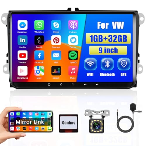 Hikity Android13 Autoradio mit Navi für Volkswagen Golf Polo Seat Passat Skoda Touran Tiguan, 9 Zoll 1G 32G Auto Radio 2Din mit GPS/Mirror Link/WiFi/Bluetooth/FM /2USB / MIC/Rückfahrkamera Hikity Android13 Autoradio mit Navi für Volkswagen Golf Polo Seat Passat Skoda Touran Tiguan, 9 Zoll 1G 32G Auto Radio 2Din mit GPS/Mirror Link/WiFi/Bluetooth/FM /2USB / MIC/Rückfahrkamera von Hikity