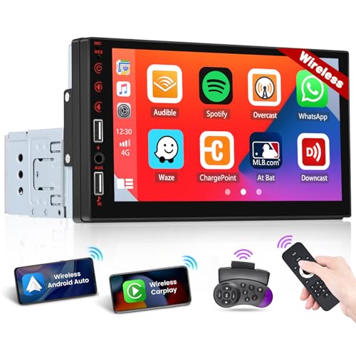 Hikity Autoradio 1 Din Wireless Carplay Android Auto mit Bildschirm 7 Zoll Touch Display Auto Radio mit Bluetooth Freisprecheinrichtung Mirror Link FM Radio USB/AUX/SWC/Mic Rückfahrkamera Hikity Autoradio 1 Din Wireless Carplay Android Auto mit Bildschirm 7 Zoll Touch Display Auto Radio mit Bluetooth Freisprecheinrichtung Mirror Link FM Radio USB/AUX/SWC/Mic Rückfahrkamera von Hikity