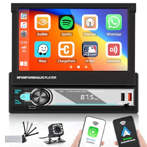Hikity Autoradio 1 Din Wireless Apple Carplay und Android Auto, 7 Zoll Manuelle Ausfahrbarem Display Touchscreen Auto Radio mit Bluetooth 5.1 Freisprecheinrichtung FM/AM Radio USB AUX Rückfahrkamera Hikity Autoradio 1 Din Wireless Apple Carplay und Android Auto, 7 Zoll Manuelle Ausfahrbarem Display Touchscreen Auto Radio mit Bluetooth 5.1 Freisprecheinrichtung FM/AM Radio USB AUX Rückfahrkamera von Hikity
