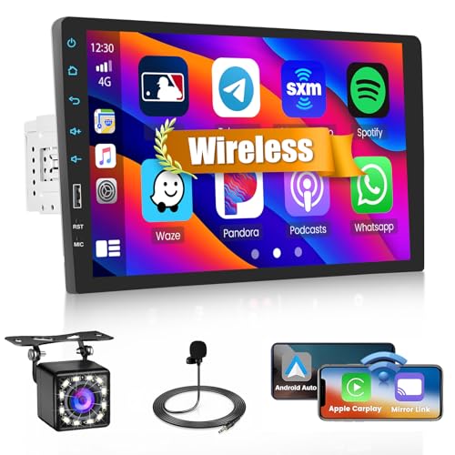 Hikity Autoradio 1 Din mit Wireless Carplay Android Auto Auto Radio Touch Display mit 9 Zoll Bildschirm Mirror Link FM USB SWC Autotadio Bluetooth mit Rückfahrkamera Hikity Autoradio 1 Din mit Wireless Carplay Android Auto Auto Radio Touch Display mit 9 Zoll Bildschirm Mirror Link FM USB SWC Autotadio Bluetooth mit Rückfahrkamera von Hikity